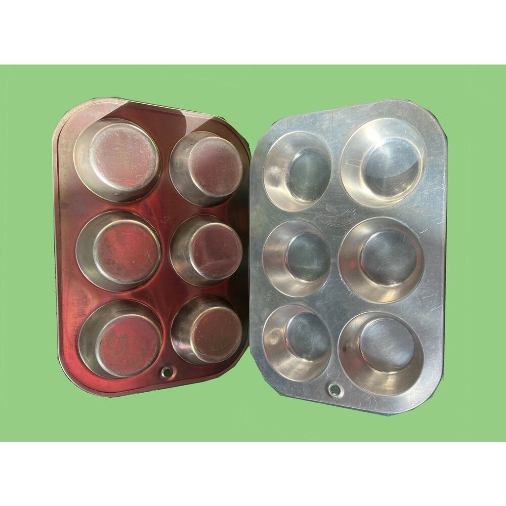 Comet Aluminum Baking Pans for 6 Muffins or Cupcakes (2 Tins) 1970s USA